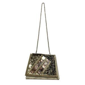 Beau Monde Abalone Sequin Embellished Shoulder Bag in Gold